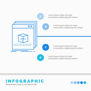 软件应用程序应用文件程序信息图表模板的网站和演示。 线蓝色图标信息样式矢量插图