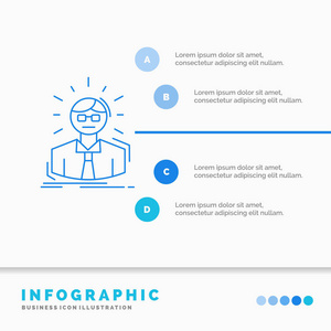 经理员工医生商务人员信息图表模板的网站和演示。 线蓝色图标信息样式矢量插图