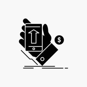 手机手购物智能手机货币字形图标。 矢量孤立插图