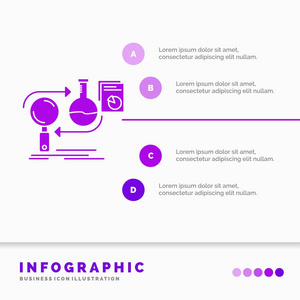 分析，业务，开发，开发，市场信息图表模板的网站和演示。GLYPH紫色图标信息样式矢量插图.