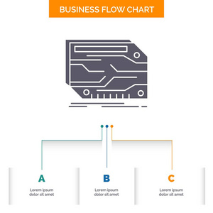 卡，组件，自定义，电子，内存业务流程图设计3个步骤。用于演示的雕文图标背景模板的文本位置.