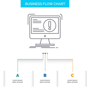 警报防攻击计算机业务流程图设计有3步。 表示背景模板位置的线条图标