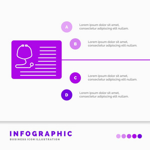 听诊医生心脏病学医疗信息图表模板的网站和演示。 字形紫色图标信息样式矢量插图。
