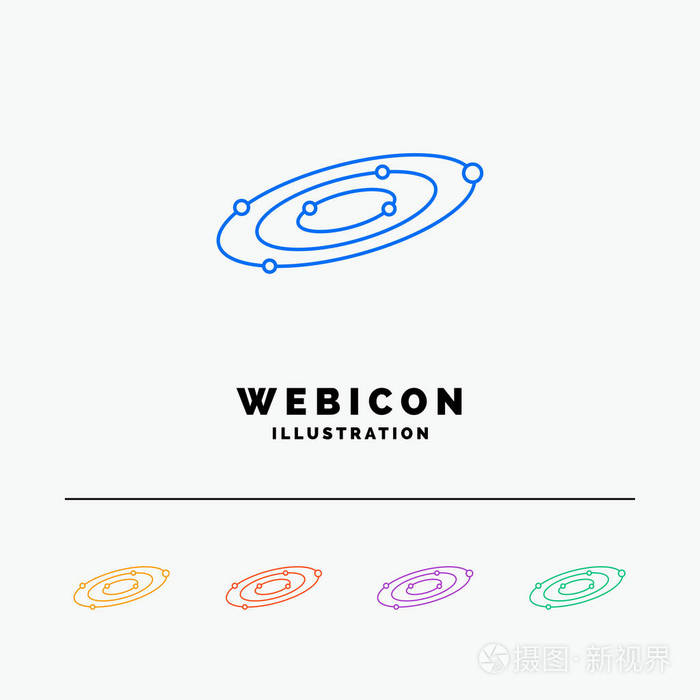 星系天文行星系统宇宙5色线网页图标模板隔离在白色上矢量插图