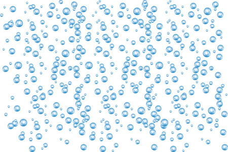 气泡水下纹理隔离在白色背景上。 碳酸在水海海洋中闪闪发光。 海底矢量插图。