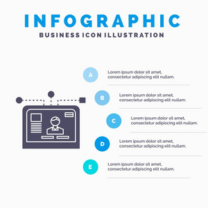 界面网站用户布局设计信息图形模板的网站和演示。 字形灰色图标与蓝色信息风格矢量插图。