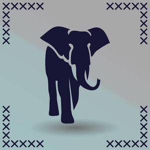 剪影大象。 网页图标