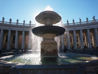 s Basilica in Roma with columns and fountains on a sunny day wit