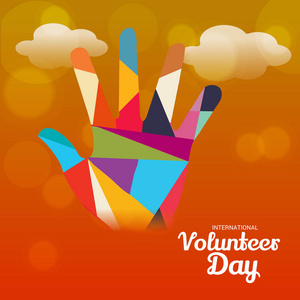国际志愿者日背景的矢量插图。
