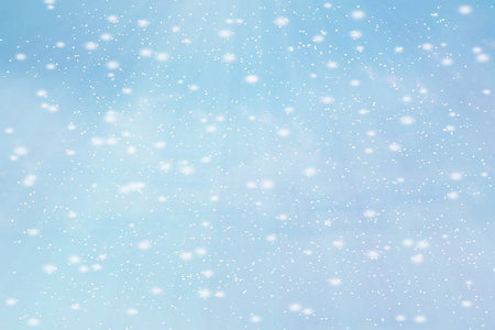 抽象的蓝色Bokeh离焦背景。 冬天有雪。