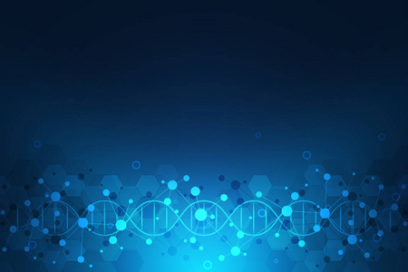 dna 链和分子结构。基因工程或研究。用于医疗或科技设计的背景纹理。向量例证