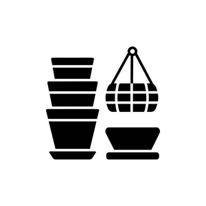  white vector illustration of pots amp