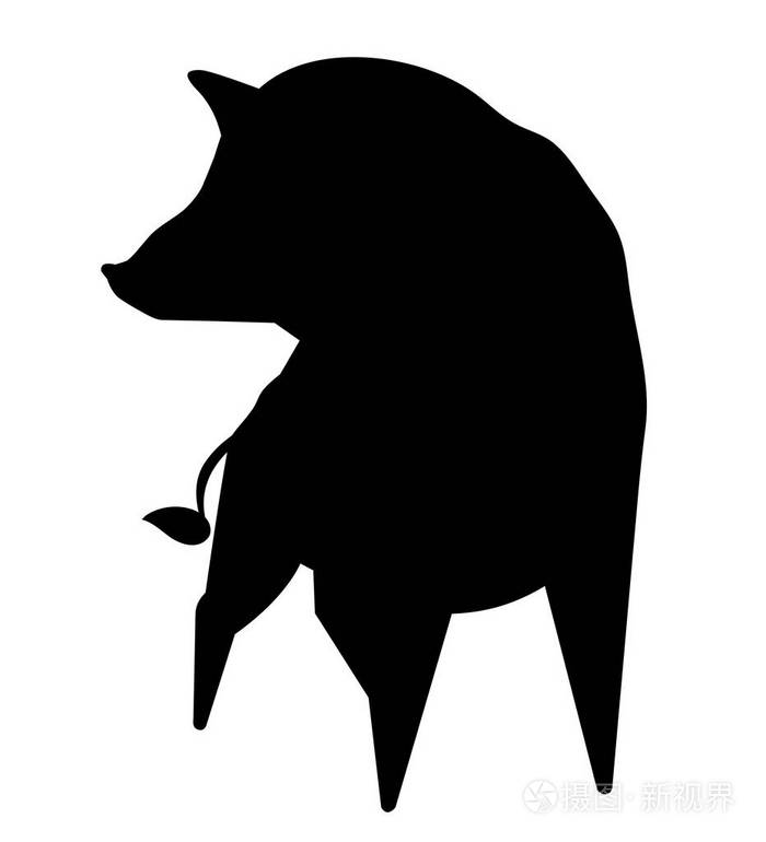 野猪剪影动物标志上的生肖极简主义形象上的白色背景