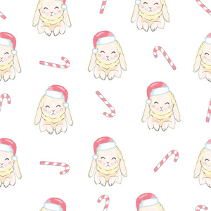 s hats, cute vector, seamless pattern, bunny illustration