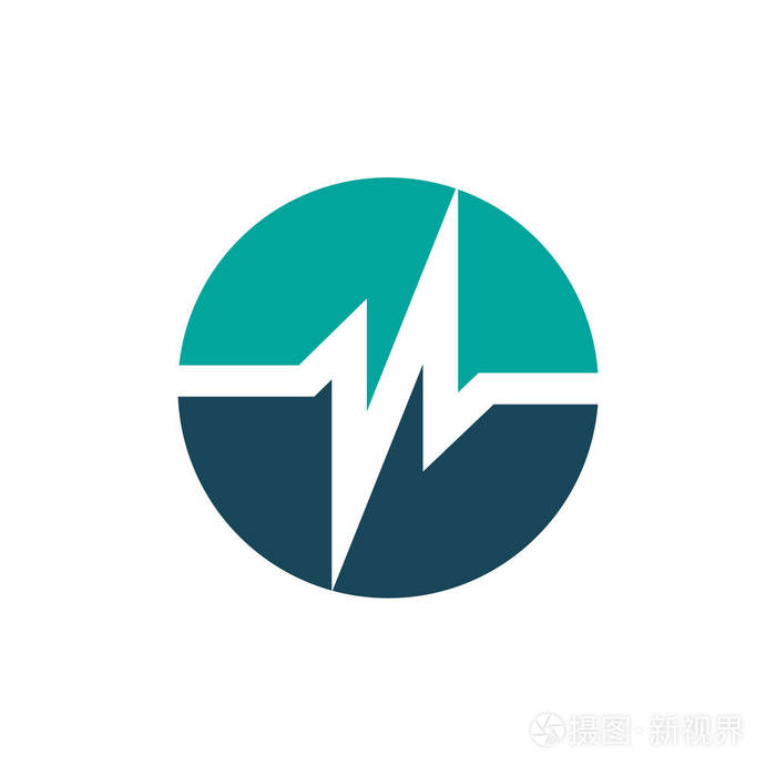 简单的脉冲标志模板简单的治疗护理标志模板健康中心标志设计矢量插图