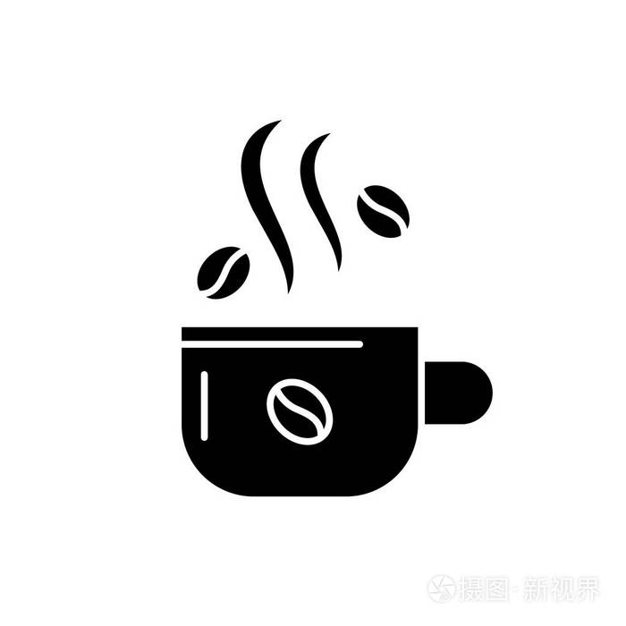 杯咖啡黑色图标矢量标志上孤立的背景杯子咖啡概念标志例证