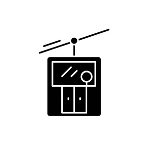 滑雪电梯黑色图标概念矢量标志在孤立的背景。 滑雪电梯标志