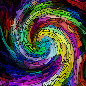 彩色玻璃漩涡彩色碎片图案的创意编排,作为色彩设计,创意,艺术和想象