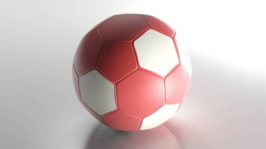 一个足球足球是在白色表面3D渲染插图