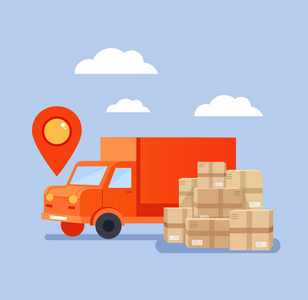 物流跟踪运输概念. 矢量平面卡通设计图孤立插图照片