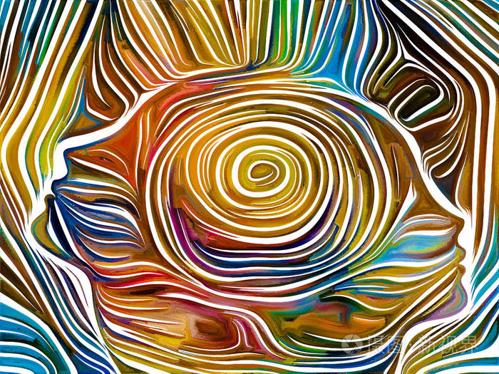 由抽象图案木刻构成的设计,作为对创意,艺术和设计主题的隐喻