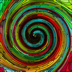 彩色玻璃漩涡彩色碎片图案的视觉愉悦构图,用于彩色设计,创意,艺术和