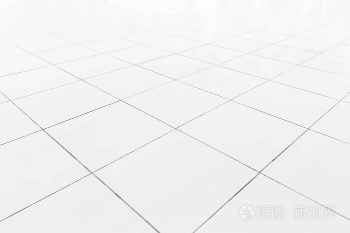 白色瓷砖地板清洁条件与网格线为背景