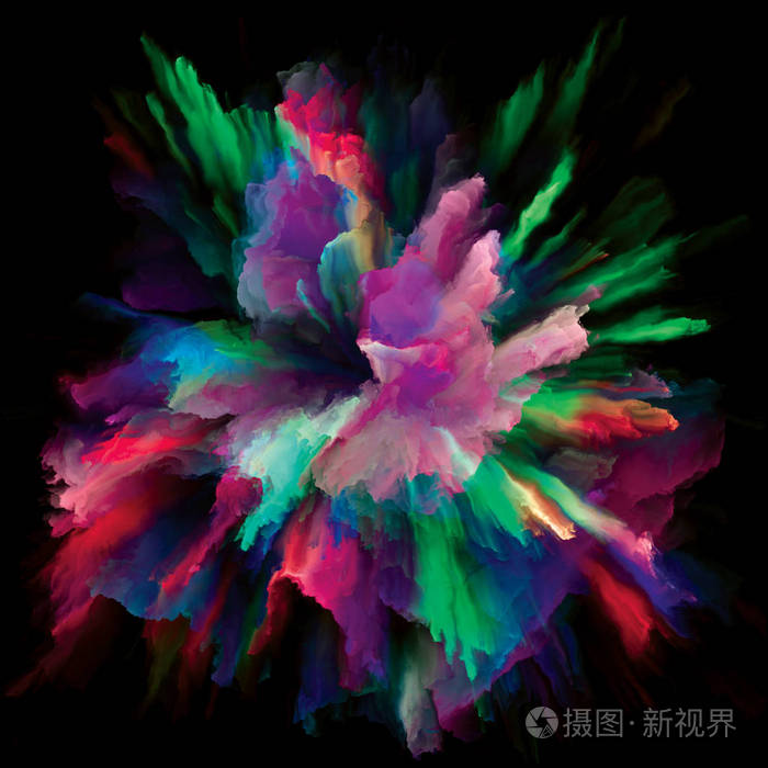 由色彩迸发,飞溅爆炸构成的艺术抽象,以想象,创意,艺术和设计为痔题
