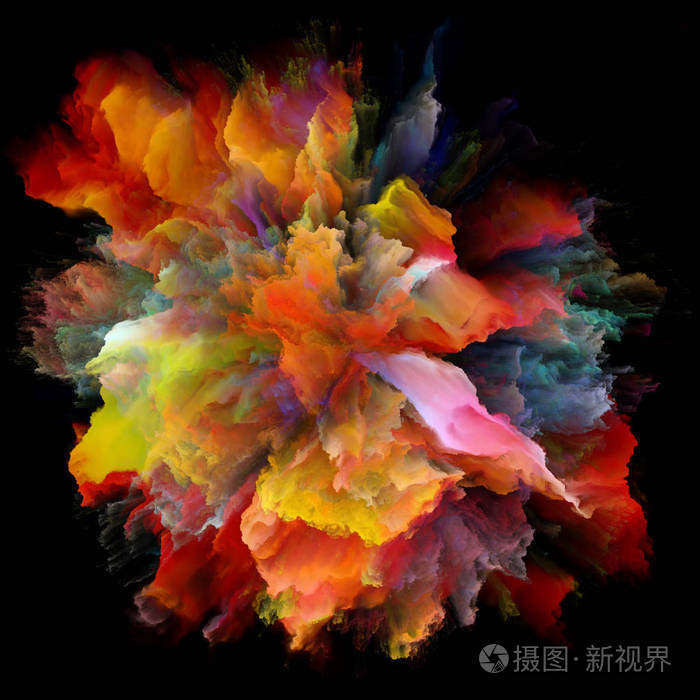 色彩爆炸的图形构图,为想象力,创造力,艺术和设计主题的飞溅爆炸