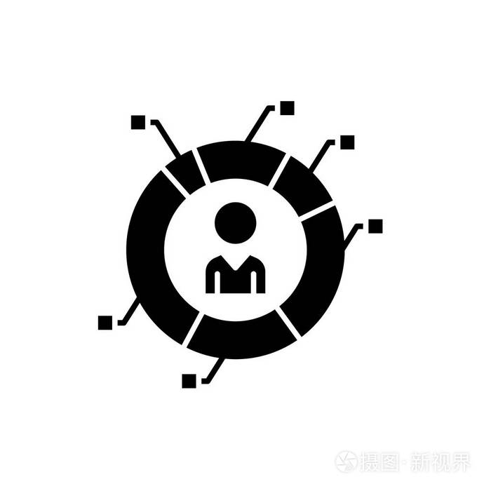 特征的工作人员黑色图标矢量标志上的孤立的背景员工概念符号的特征