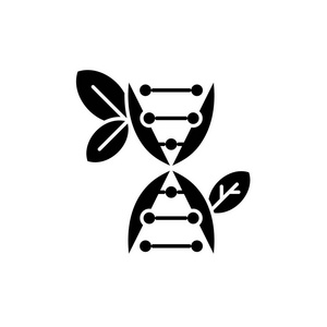 生物黑色图标, 在孤立的背景上的矢量符号.生物概念标志, 例证照片