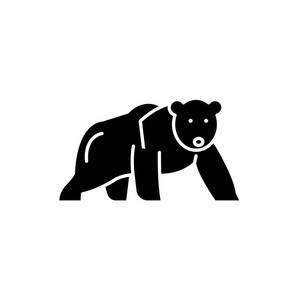 北极熊黑色图标, 在孤立的背景上的矢量符号。北极熊概念标志, 例证