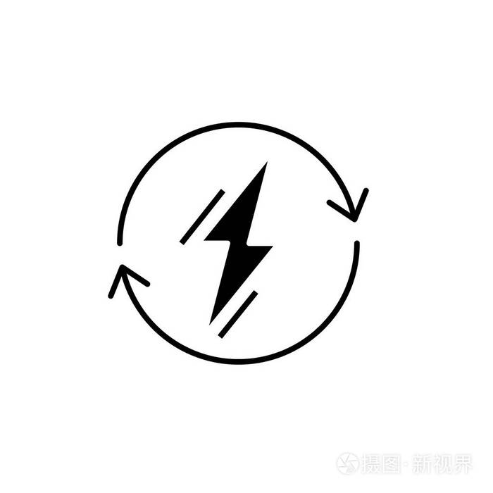 电源使用黑色图标, 在隔离的背景上的矢量符号.