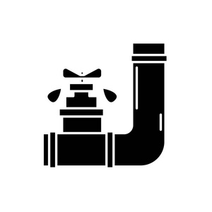 供水黑色图标, 在孤立的背景上的矢量符号.给水概念标志, 例证照片