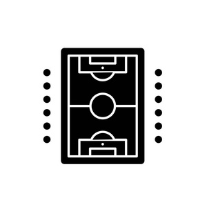 桌足球打黑色图标, 向量标志在隔离的背景。桌足球比赛概念标志, 例证