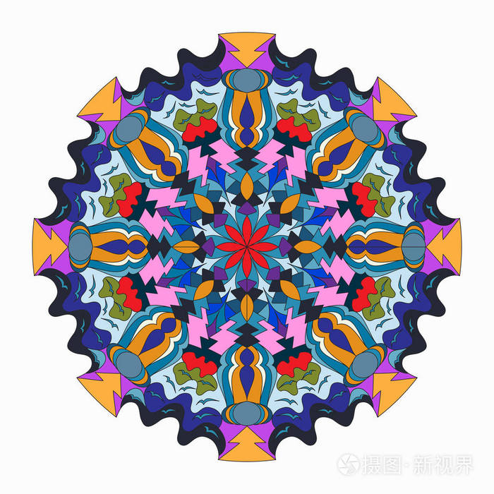 曼达拉美丽的复古元素插图