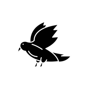 鸽子黑色图标, 在孤立的背景上的矢量符号。鸽子概念符号, 例证