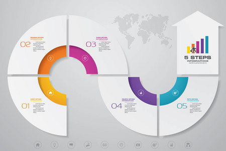 五步信息图形元素箭头模板图表演示。