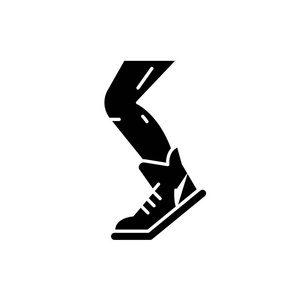运动运行黑色图标, 矢量标志上孤立的背景。体育奔跑概念标志, 例证