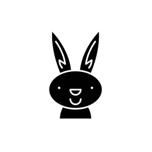 复活节兔子黑色图标, 矢量标志在孤立的背景。复活节兔子概念标志, 例证