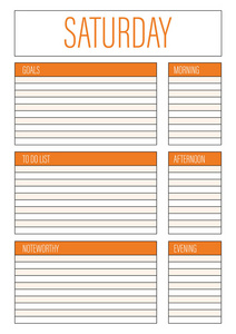 日规划师星期六日记笔记本计划。 可打印的A4计划器矢量插图