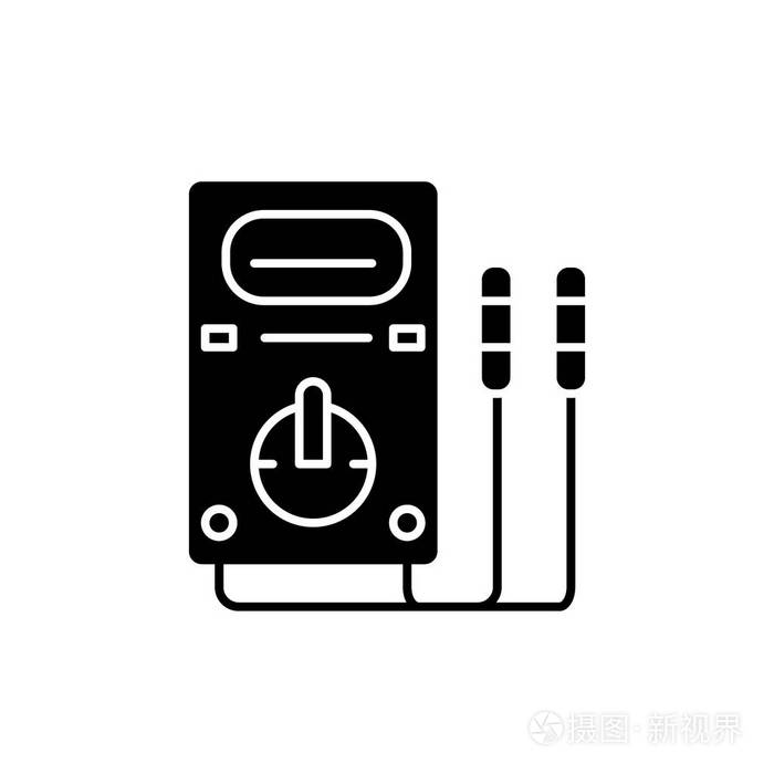 测量仪器黑色图标在孤立的背景上的矢量标志测量仪器概念标志例证