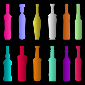 彩色瓶子玻璃器皿收集符号