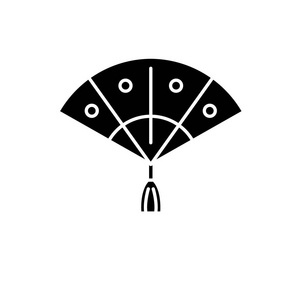 扇形黑色图标, 在隔离背景上的矢量符号.风扇概念标志, 例证照片