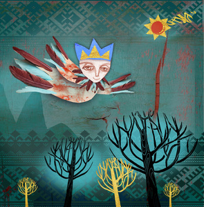 运动员用天使的翅膀竖琴演奏天使有翼的亚述人神的形象.