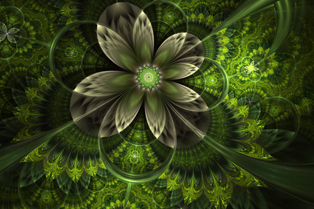 分形花绿黄色抽象的春天图片
