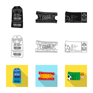 门票和入场标志的矢量插图。网站门票和事件股票符号的收集