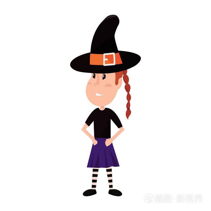 女孩在万圣节角色服装