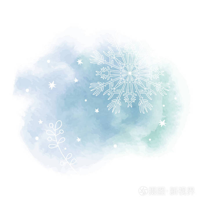 美丽的抽象模板与蓝色设置温和的冬季背景