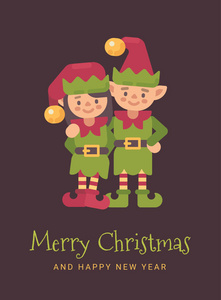 s elves Christmas greeting card